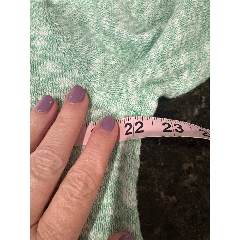 J.Crew Sweater Womens XL Green & White Marled Fisherman Knit Crew Neck - Picture 6 of 8